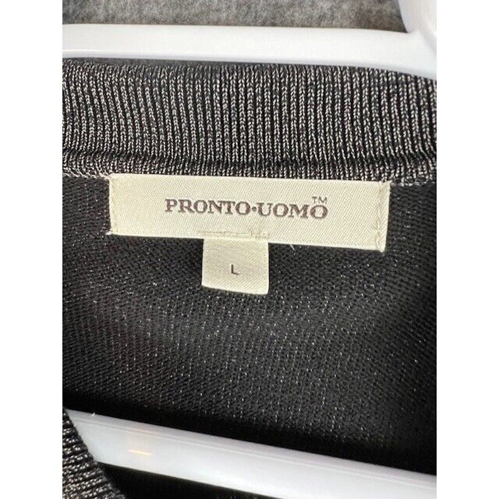 Pronto Uomo Men Black Long Sleeve Sweater 1/4 button Pullover Rayon Blend Size L - Picture 5 of 8